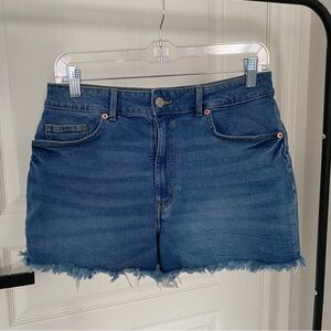 H&M High Waisted Frayed Hem Denim Shorts
